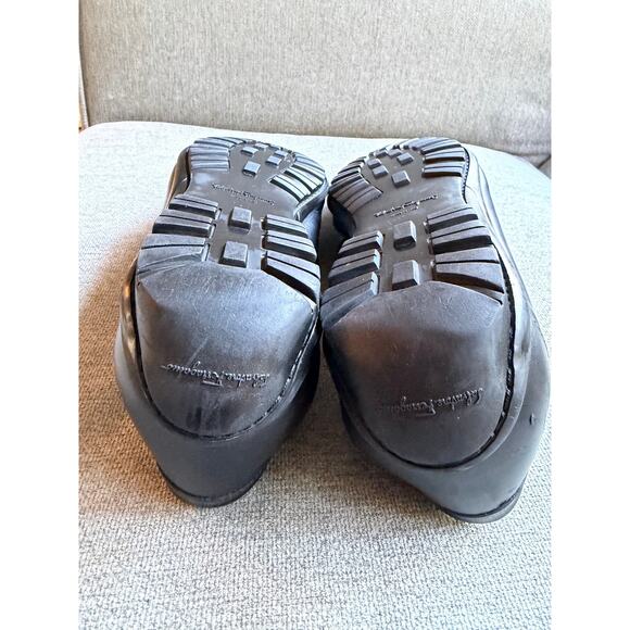 Salvatore Ferragamo Gitano Single Gancia Black Genuine Leather Loafer Men Sz 13 - Picture 8 of 12